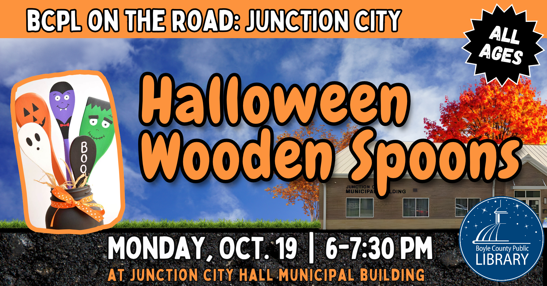 BCPL On the Road in Junction City - Halloween Wooden Spoons on October 19 at 6 PM All ages