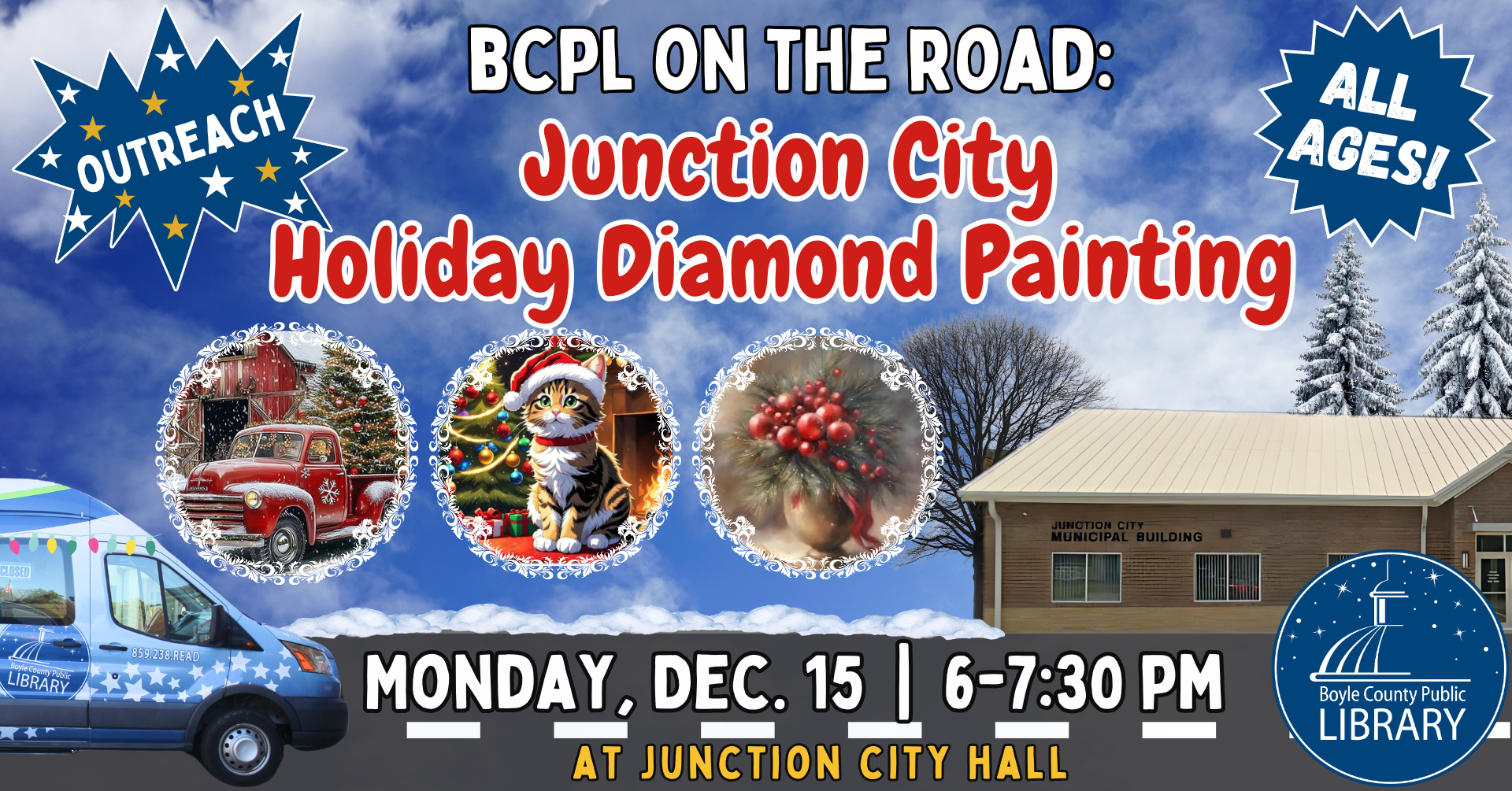 BCPL On the Road in Junction City - Holiday Diamond Painting on December 15 at 6 PM