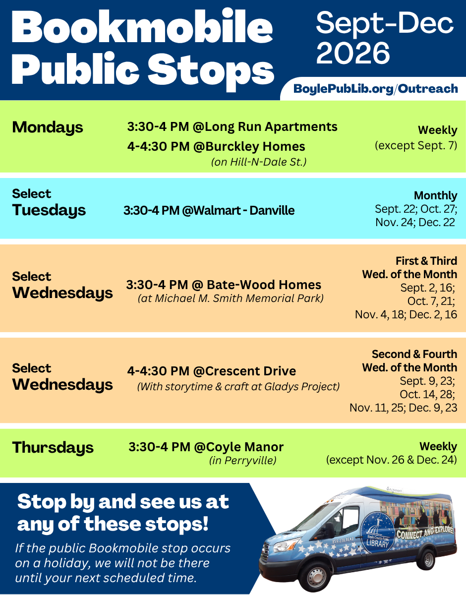 Bookmobile Public Stops Sept-Dec 2026