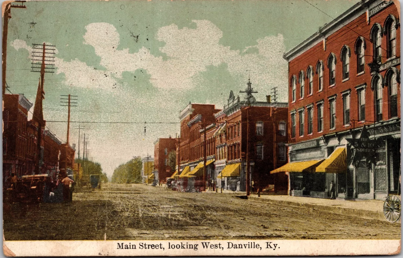 historic postcard of Danville KY Main Street in about 1910