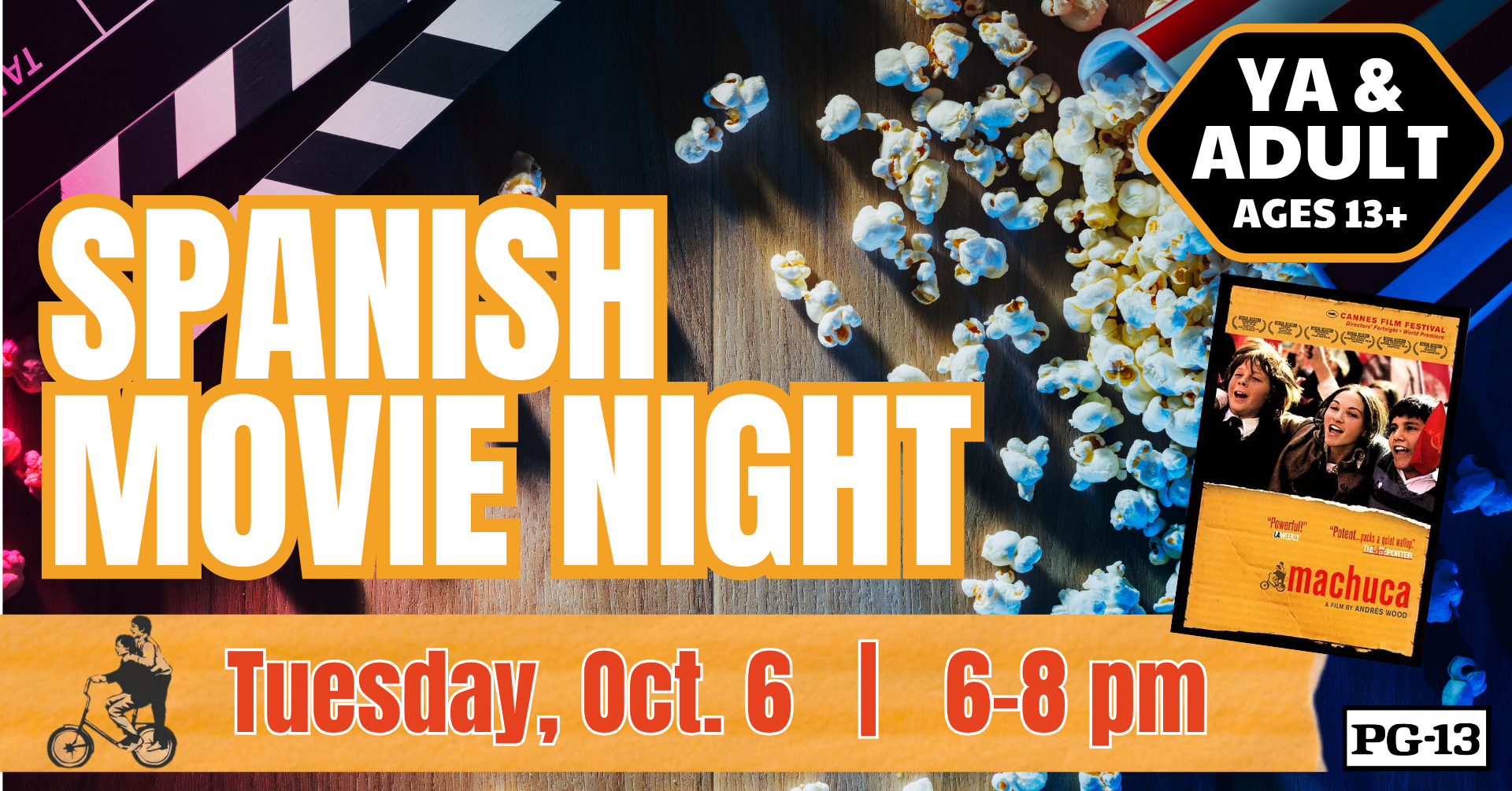 Spanish Movie Night on October 6 from 6-8 PM showing Machuca