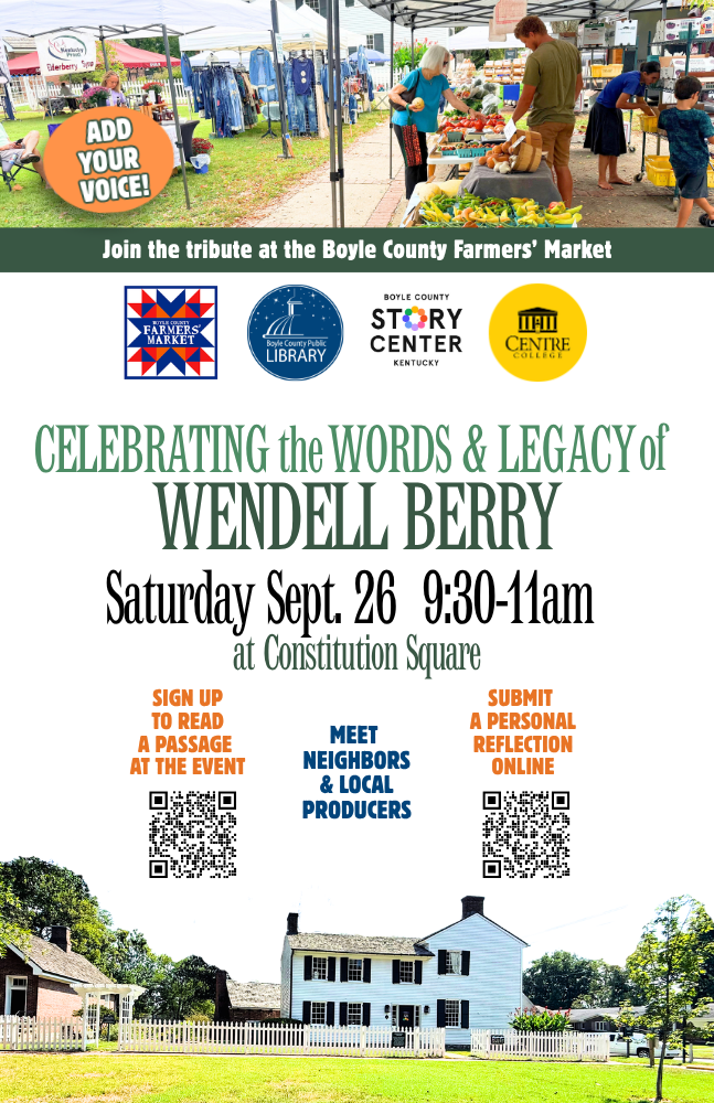 Celebrating the Words and Legacy of Wendell Berry on September 26 at 9:30-11 AM