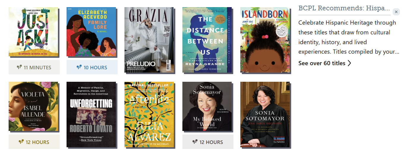 Hispanic Heritage list screenshot